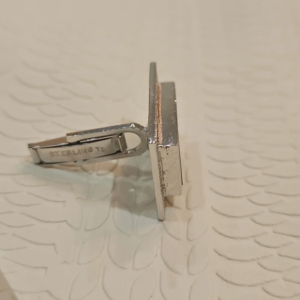 STERLING SILVER BLACK ONYX HORIZONTAL‎ CUFFLINKS